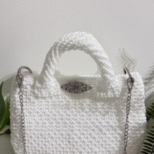 Swiss Pearl White Top Handle Chain Bag
